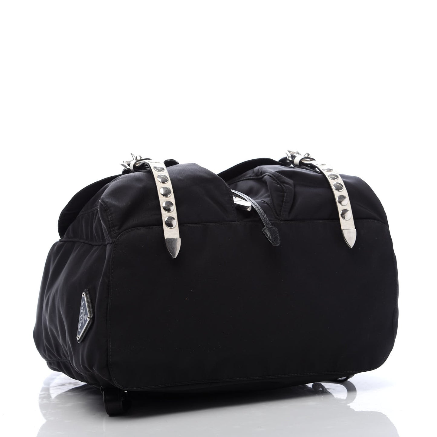 Nylon New Vela Studded Backpack Black White