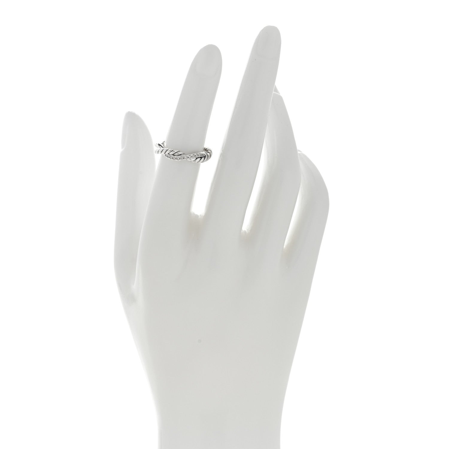 David Yurman Sterling Silver Diamond Petite Infinity Twist Ring 47 4 2 of 4