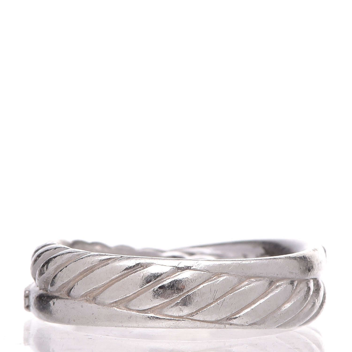 David Yurman Sterling Silver Diamond 5mm Crossover Ring 48 4.5 3 of 4