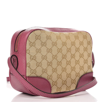 Gucci Monogram Textured Calfskin Mini Bree Messenger Bag Beige Ebony Peonia Flower 3 of 7