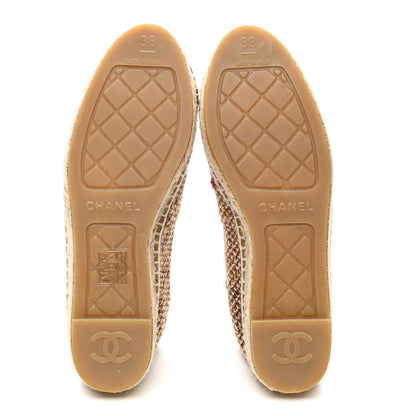 Chanel Tweed Patent CC Espadrilles 38 Beige Black Multicolor 6 of 10