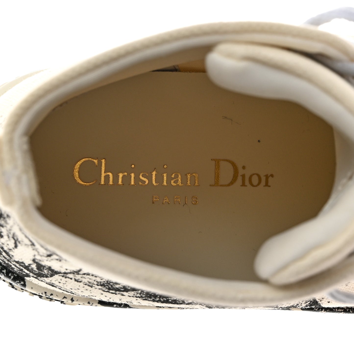 Canvas Embroidered Walk'In Dior Tiger Print High Top Sneakers 37.5 White