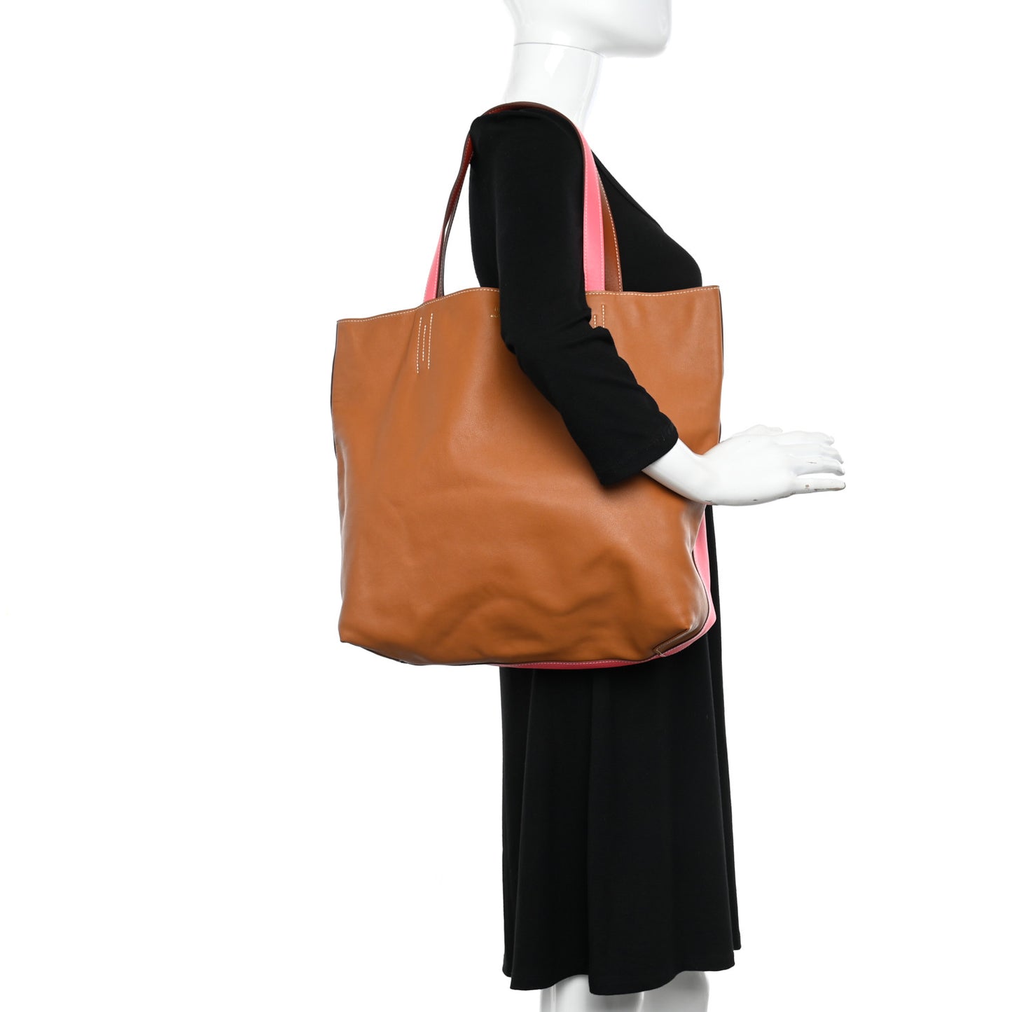 Veau Sikkim Swift Double Sens 30 Reversible Tote Gold Rose Azalee Rouge Casaque Brique