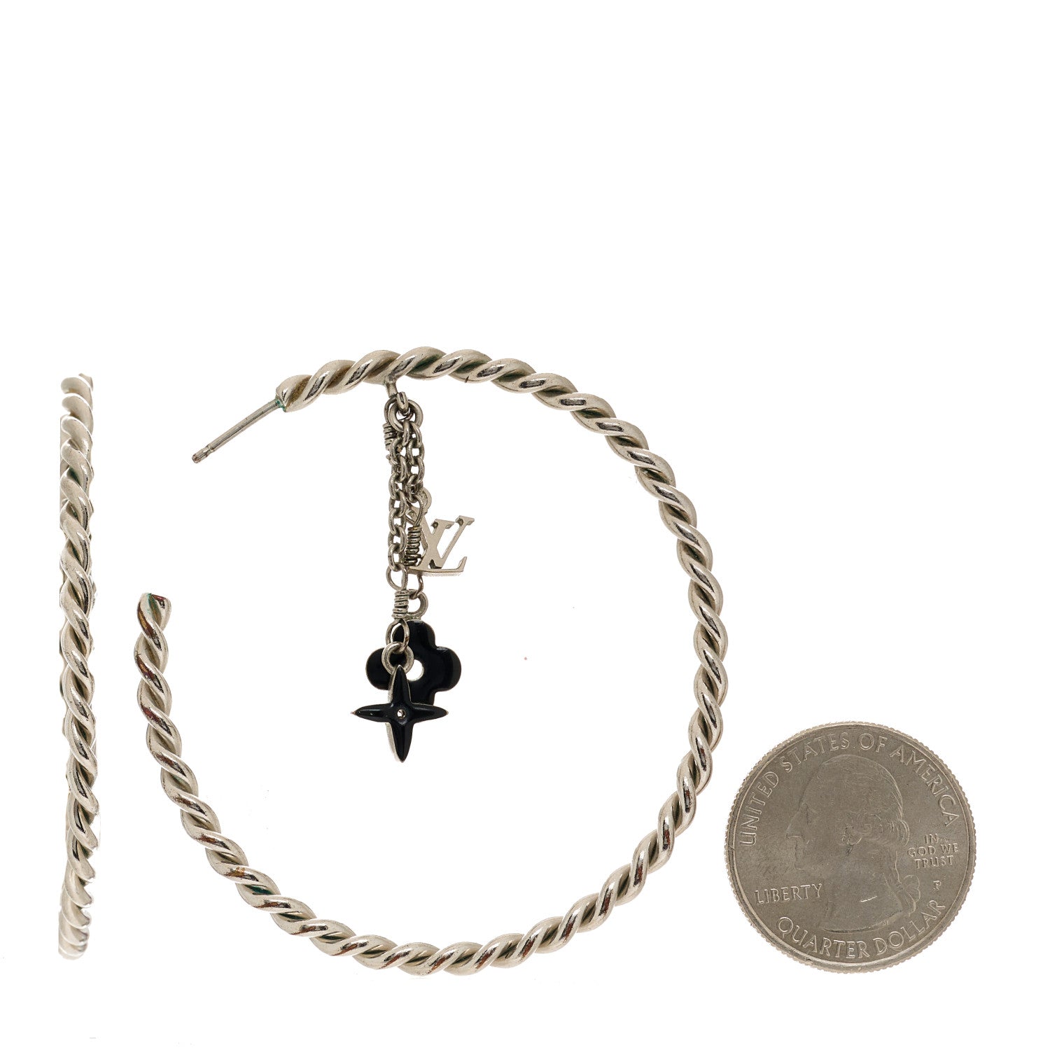 Louis Vuitton Sweet Monogram Creole Hoop Earrings Silver 2 of 5