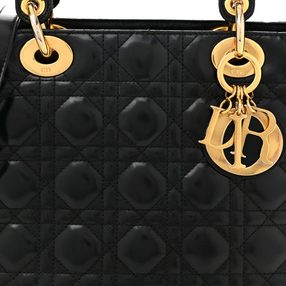 Christian Dior Glazed Calfskin Cannage Medium Lady Dior Black 8 of 12
