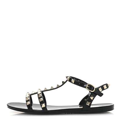 Valentino Garavani PVC Jelly Rockstud Caged Sandals 39 Black 1 of 10