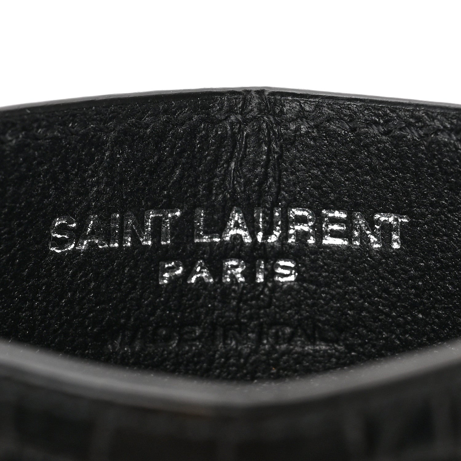 Saint Laurent Calfskin Crocodile Embossed Monogram Credit Card Case Black 6 of 6