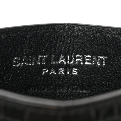 Saint Laurent Calfskin Crocodile Embossed Monogram Credit Card Case Black 6 of 6