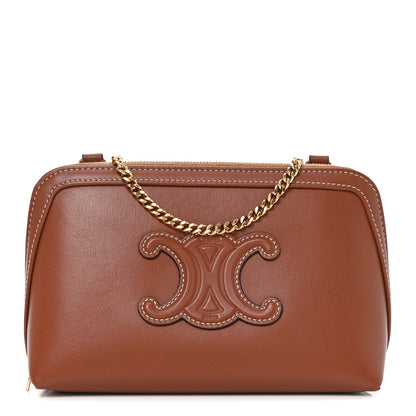 Celine Smooth Calfskin Cuir Triomphe Clutch on Chain Tan 1 of 8