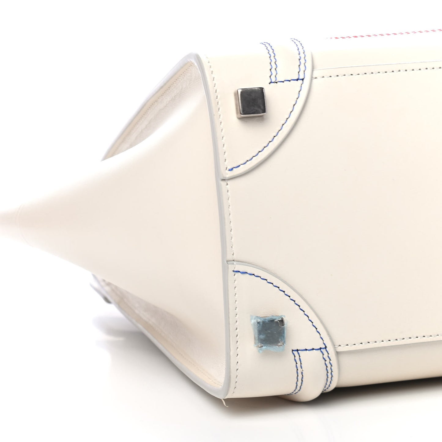 Smooth Calfskin Multicolor Double Stitching Micro Luggage White