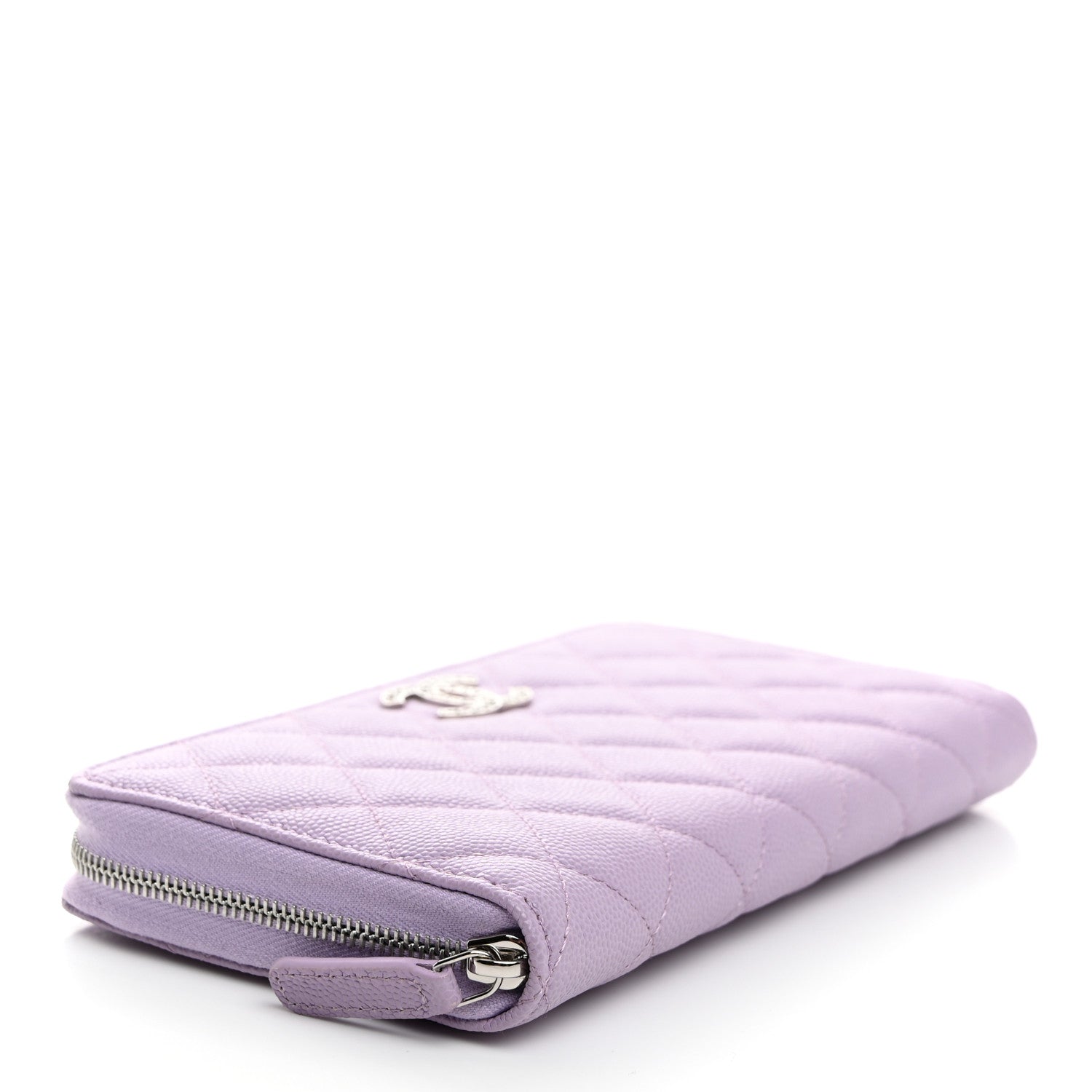 Chanel Caviar Quilted CC Logo Long Zipped Wallet Light Purple 4 of 9