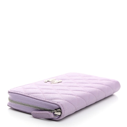 Chanel Caviar Quilted CC Logo Long Zipped Wallet Light Purple 4 of 9