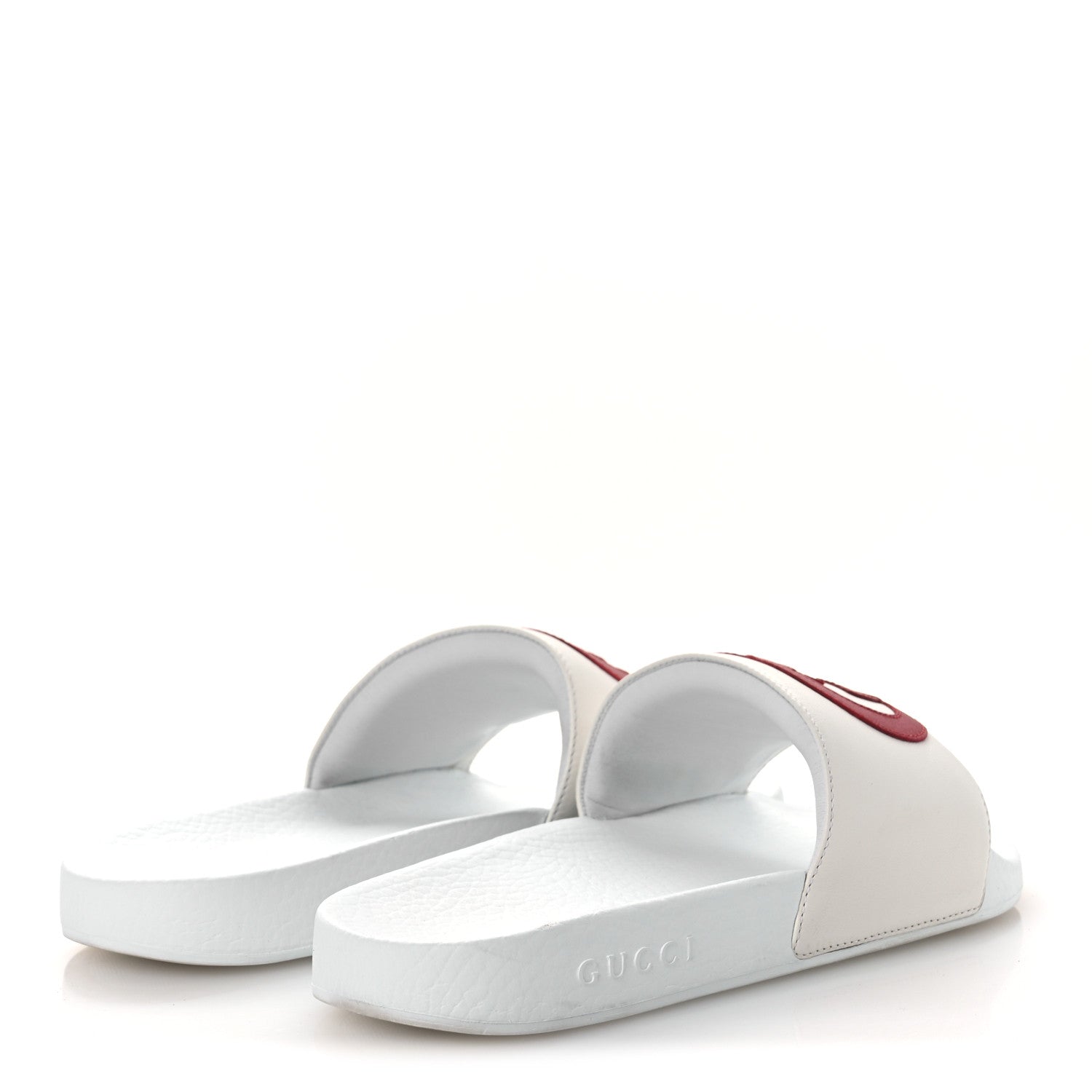 Gucci Nappa Miro Soft Calfskin Interlocking G Mens Slide Sandals 6 White Hibiscus Red 5 of 12