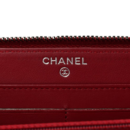 Chanel Caviar Quilted Large Gusset Zip Around Wallet Red 6 of 12