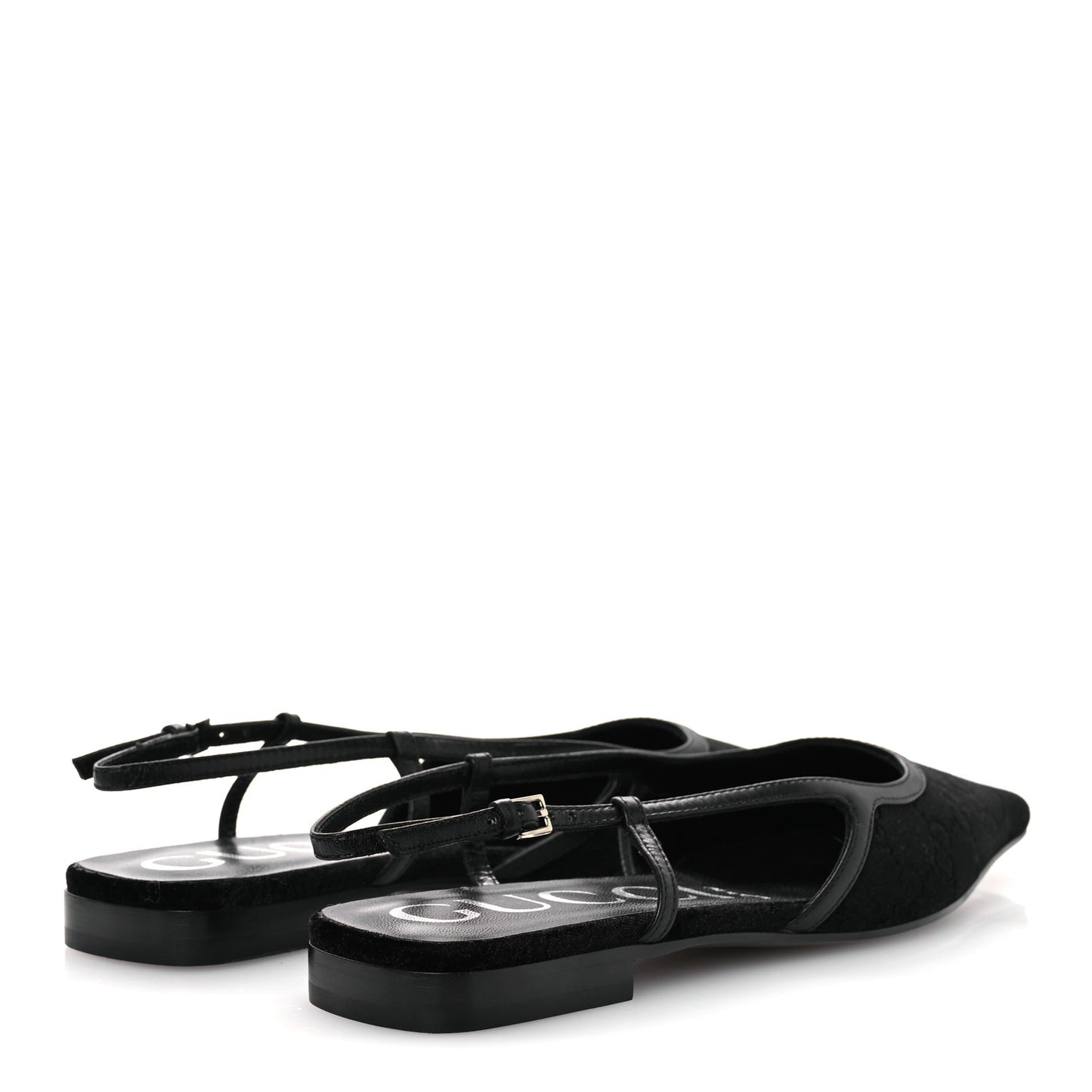 Velvet GG Monogram Slingback Ballet Flats 37.5 Black