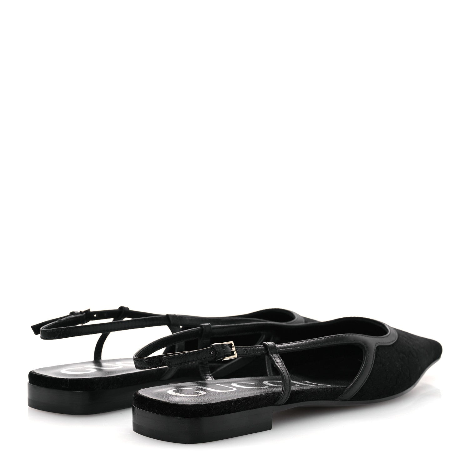 Gucci Velvet GG Monogram Slingback Ballet Flats 37.5 Black 5 of 11