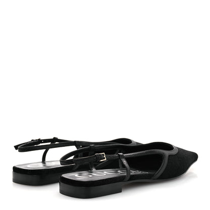 Gucci Velvet GG Monogram Slingback Ballet Flats 37.5 Black 5 of 11