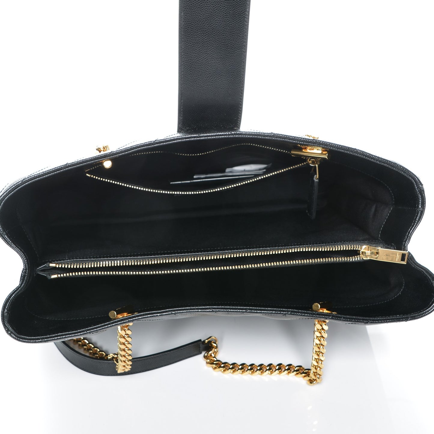 Grain De Poudre Matelasse Chevron Monogram Shopping Bag Black