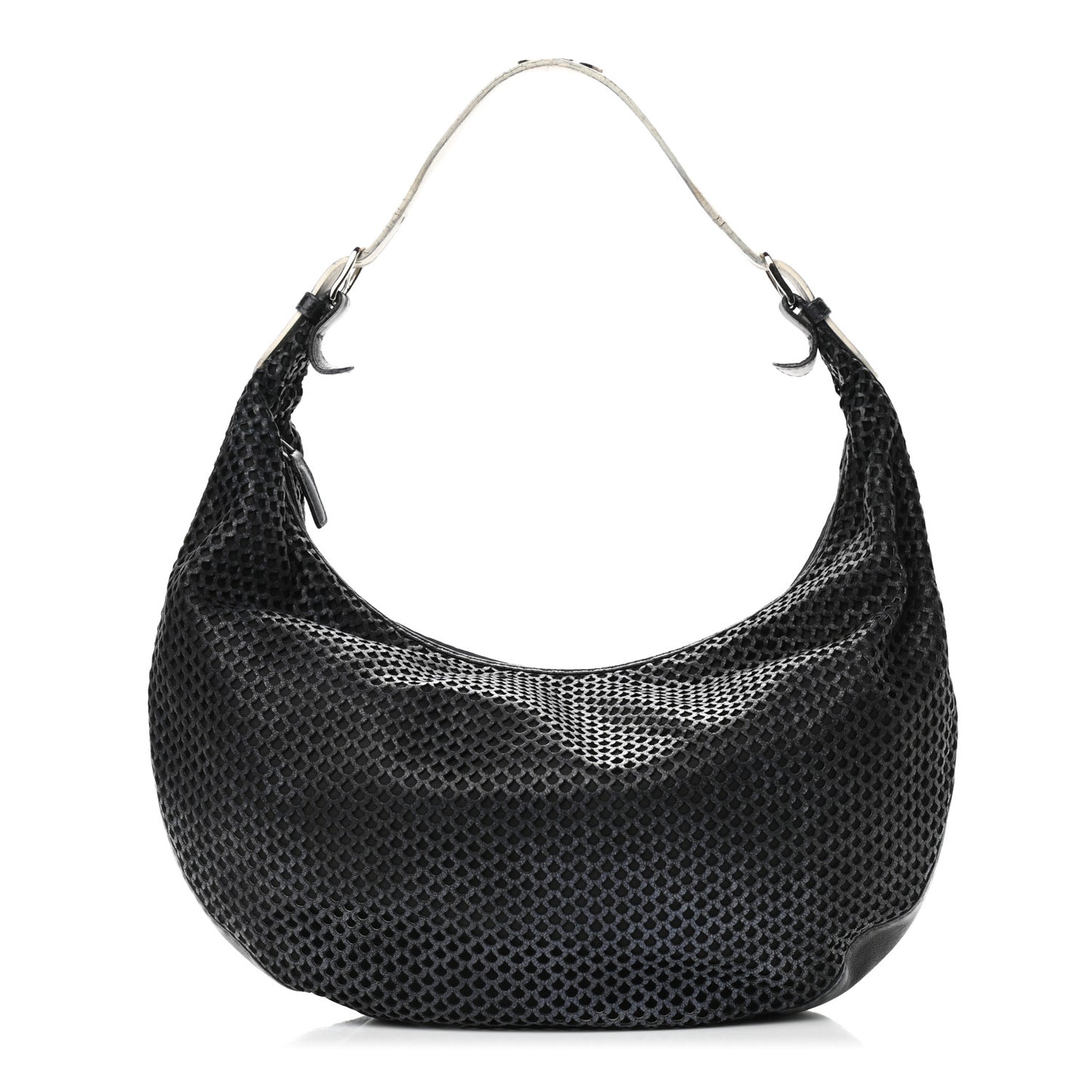 Leather Perforated Hobo Black