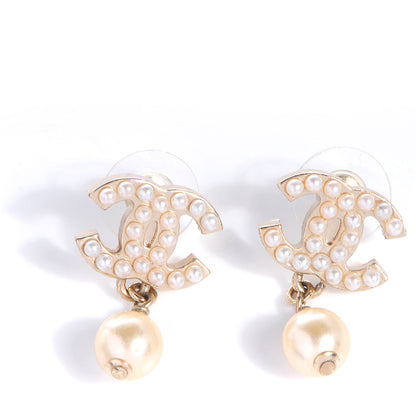 Chanel Pearl CC Drop Earrings Gold 1 of 5
