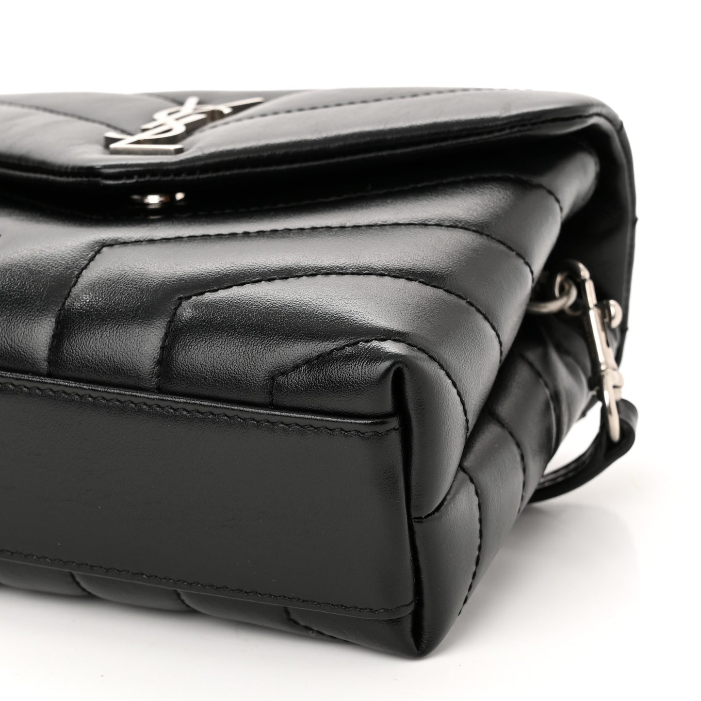 Calfskin Y Quilted Monogram Toy Loulou Crossbody Bag Black