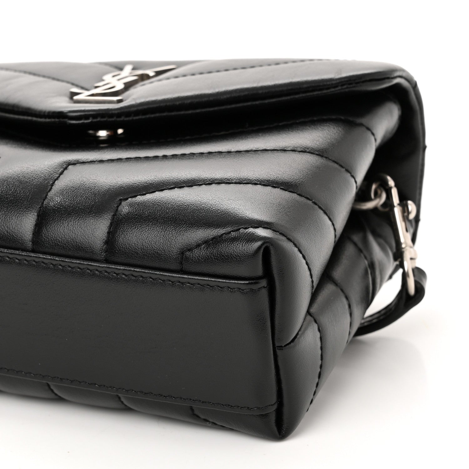 Saint Laurent Calfskin Y Quilted Monogram Toy Loulou Crossbody Bag Black 11 of 12
