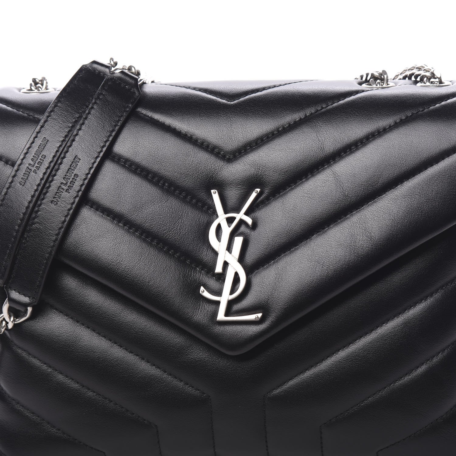 Saint Laurent Calfskin Y Quilted Monogram Small Loulou Chain Satchel Black 9 of 9