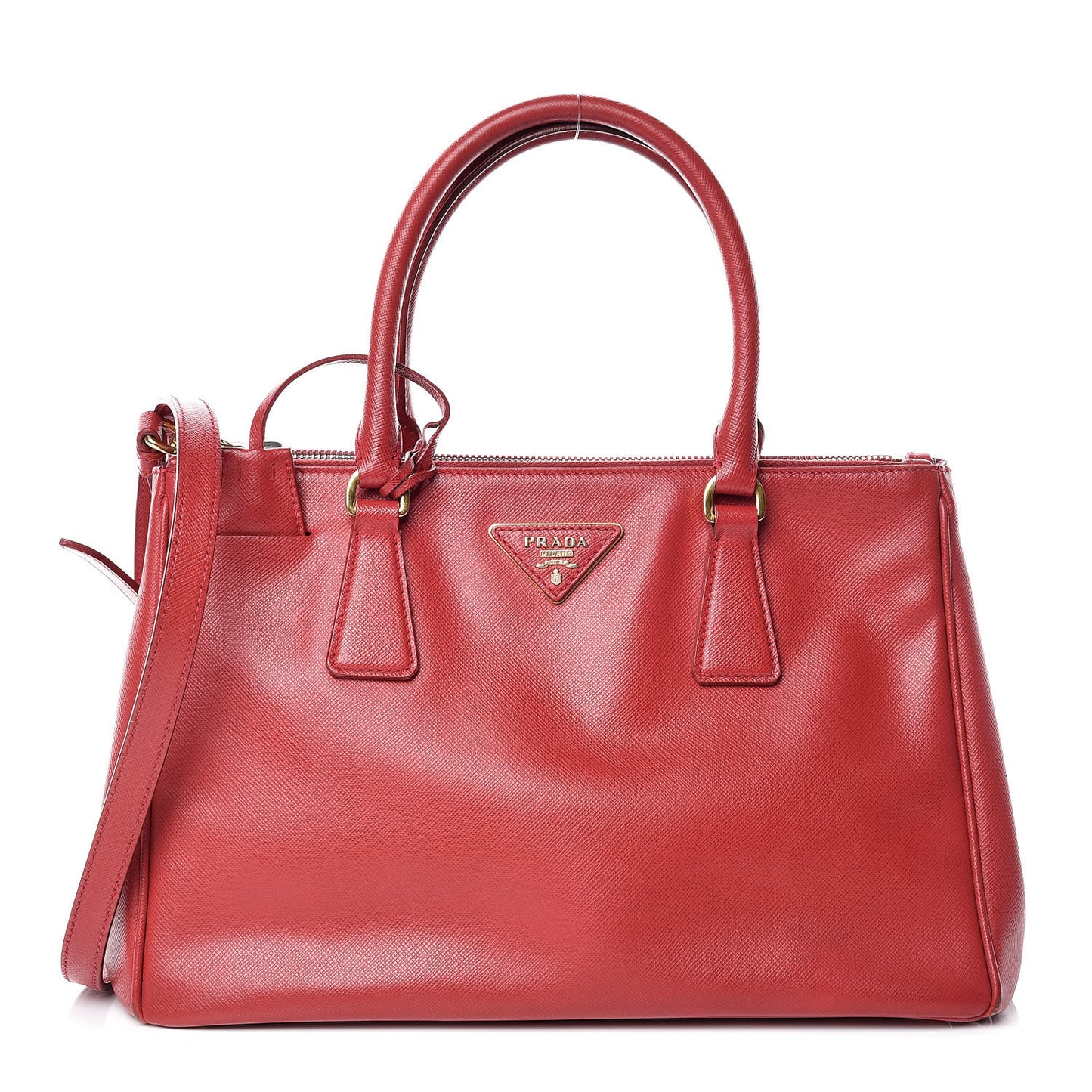 Saffiano Small Galleria Double Zip Tote Fuoco