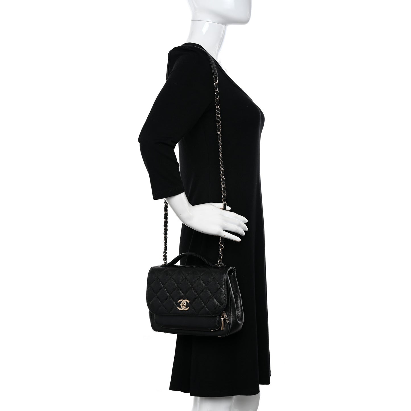 Caviar Quilted Medium Business Affinity Flap Black