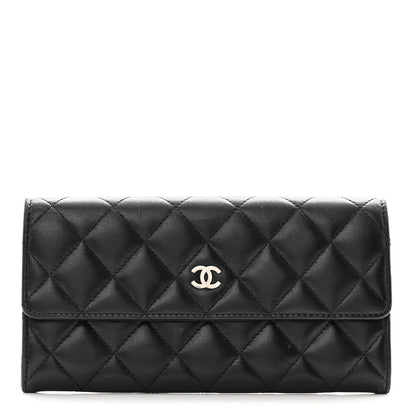 Chanel Lambskin Quilted Large Gusset Flap Wallet Black 1 of 10