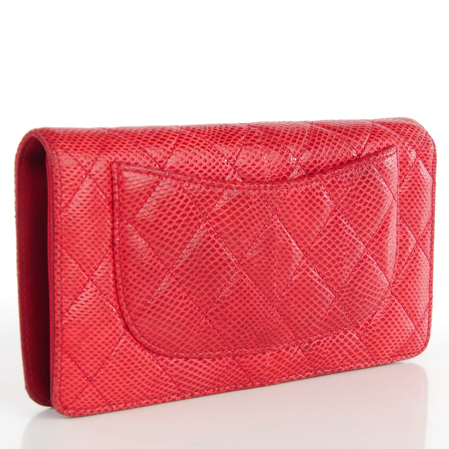Lizard Quilted Yen Wallet Red