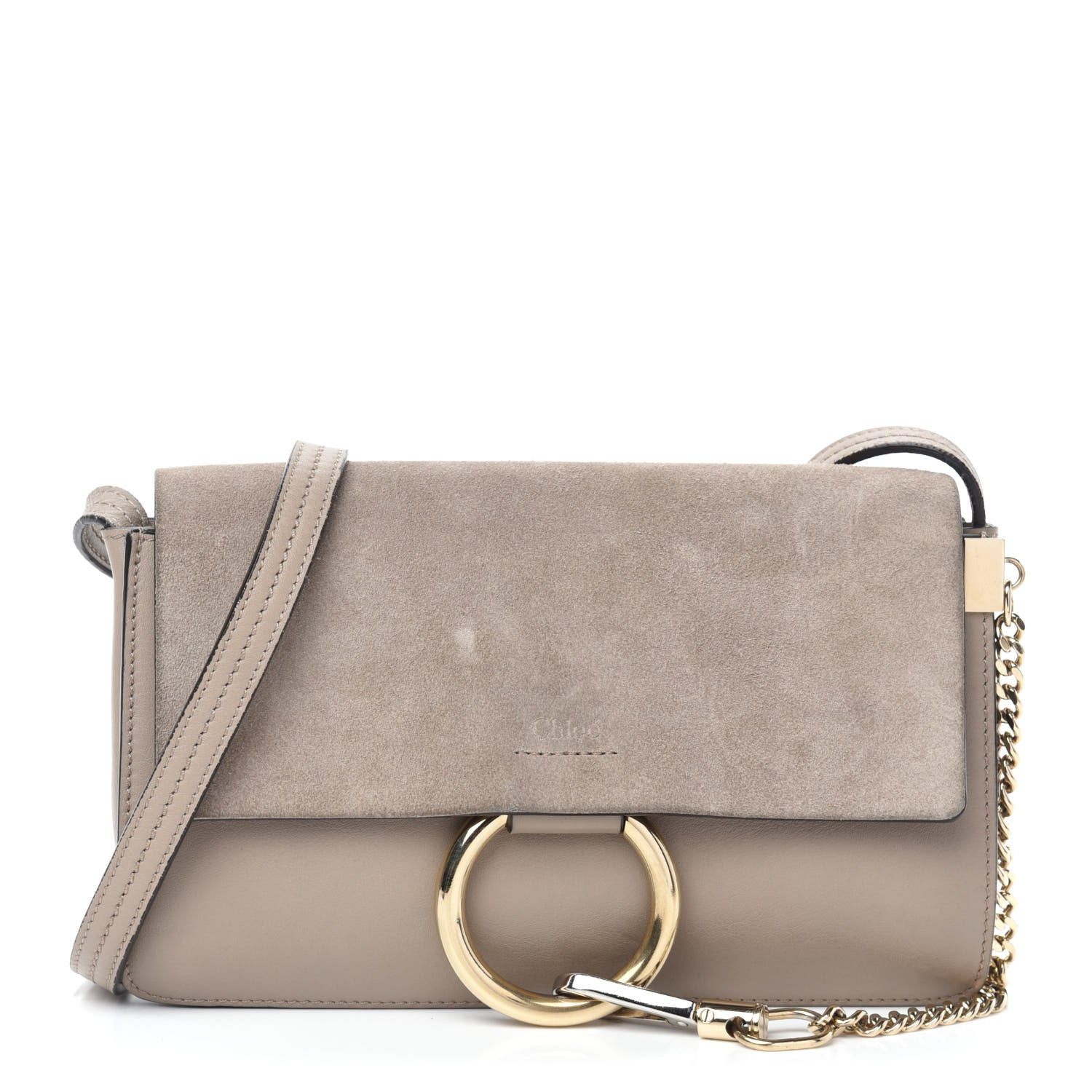 Chloe Suede Calfskin Small Faye Shoulder Bag Motty Grey 1 of 9