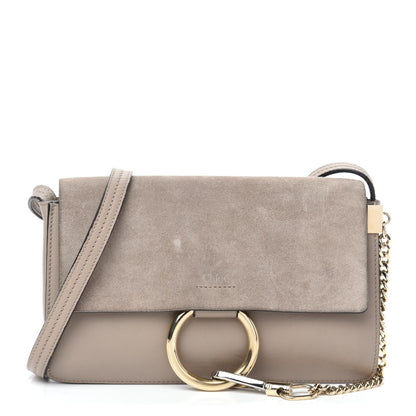 Chloe Suede Calfskin Small Faye Shoulder Bag Motty Grey 1 of 9
