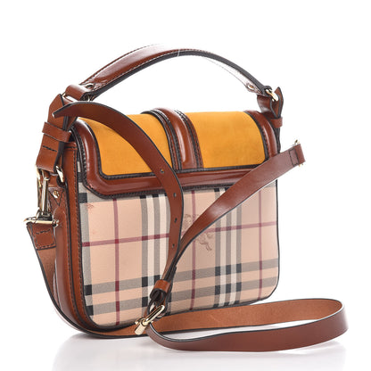 Burberry Haymarket Check Suede Small Brickfield Crossbody Butternut 3 of 14