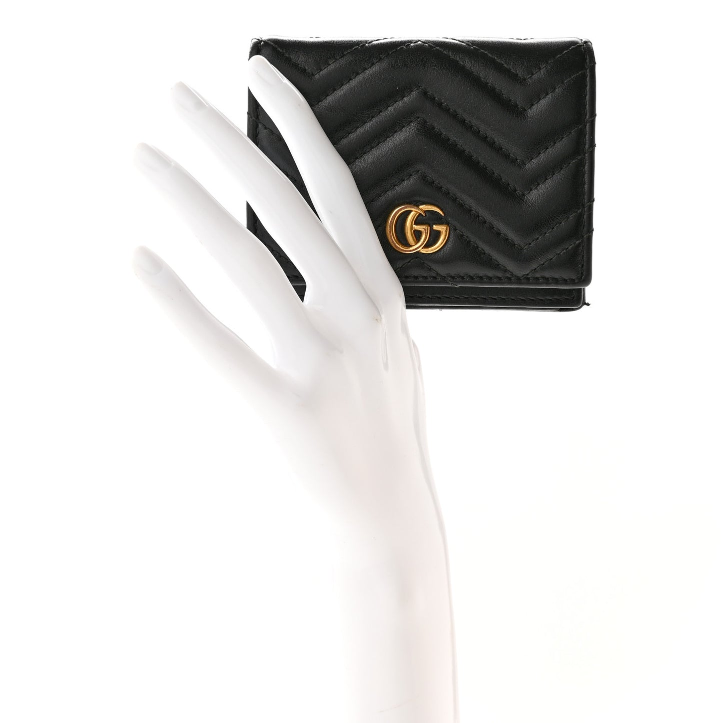 Calfskin Matelasse GG Marmont Card Case Wallet Black