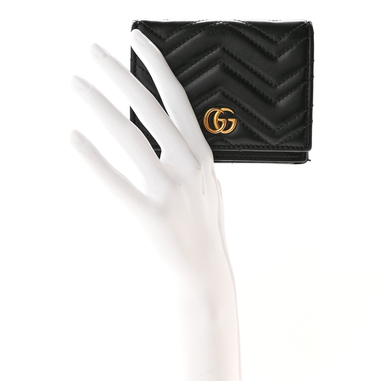 Gucci Calfskin Matelasse GG Marmont Card Case Wallet Black 2 of 10