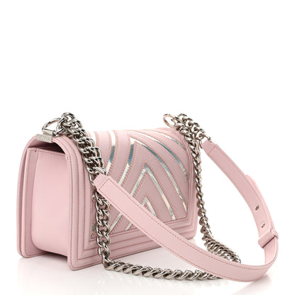 Chanel Lambskin Iridescent PVC Chevron Quilted Medium Boy Flap Pink Silver 3 of 10
