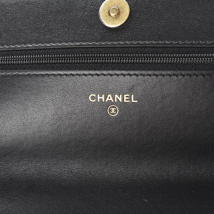 Chanel Wool Tweed Lambskin Quilted Chanel 19 Wallet On Chain WOC Black 8 of 12