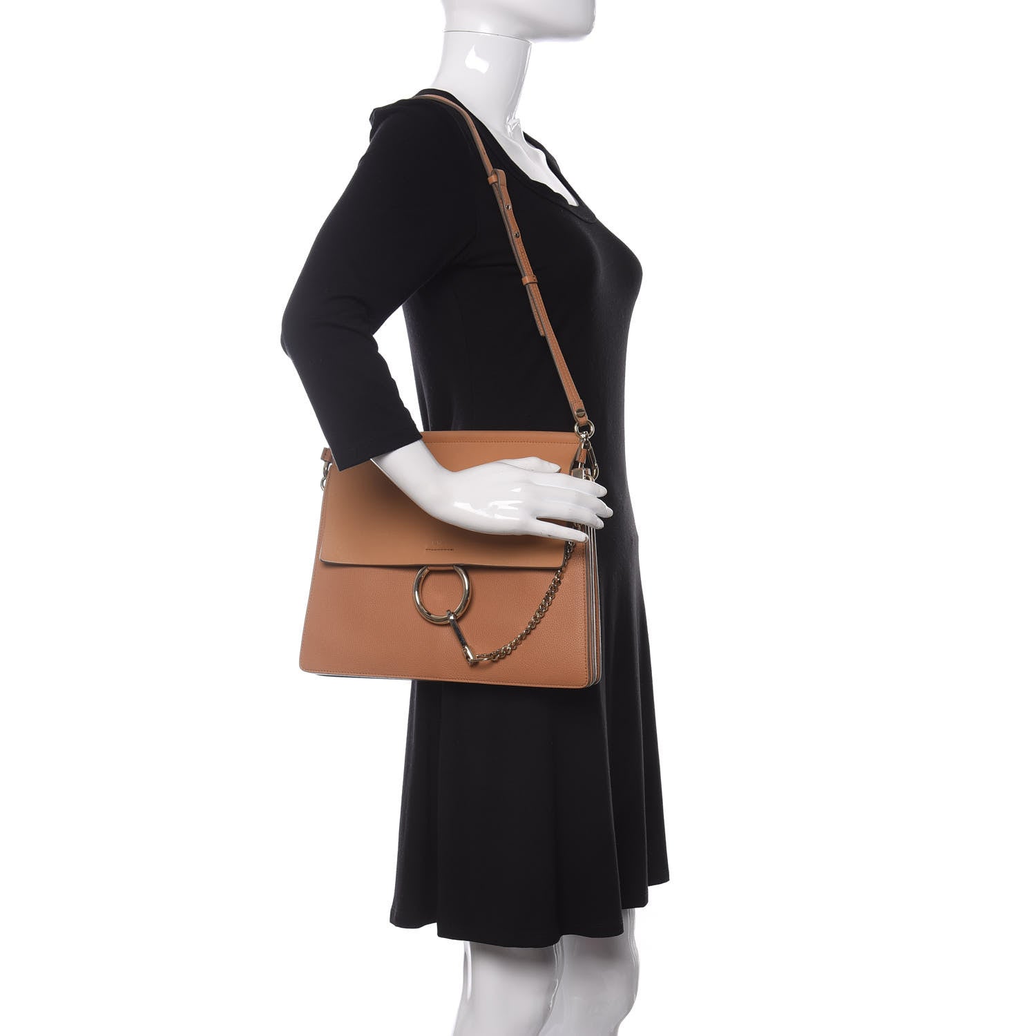 Chloe Grained Calfskin Smooth Lambskin Medium Faye Shoulder Bag Milky Coffee 2 of 15