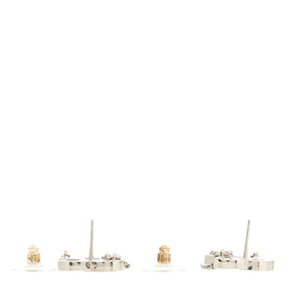 Chanel Crystal Chain CC Earrings Silver 3 of 4