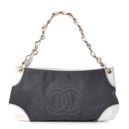 Chanel Lambskin Canvas CC Olsen Chain Small Shoulder Bag White Grey 1 of 9