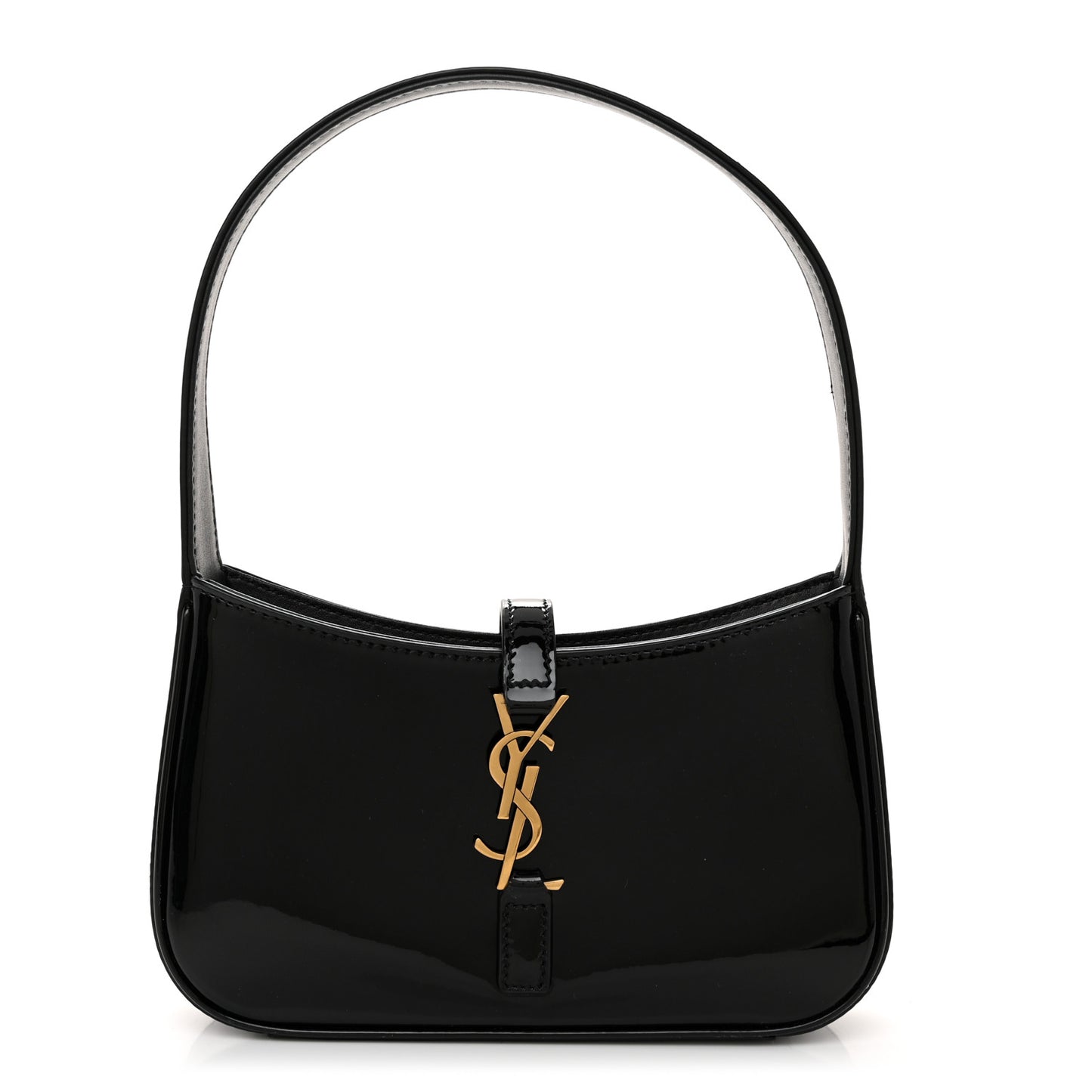 Patent Calfskin Le 5 A 7 Mini Hobo Black