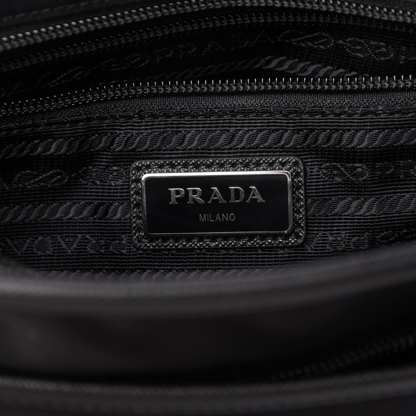 Nylon Saffiano Flat Messenger Bag Black