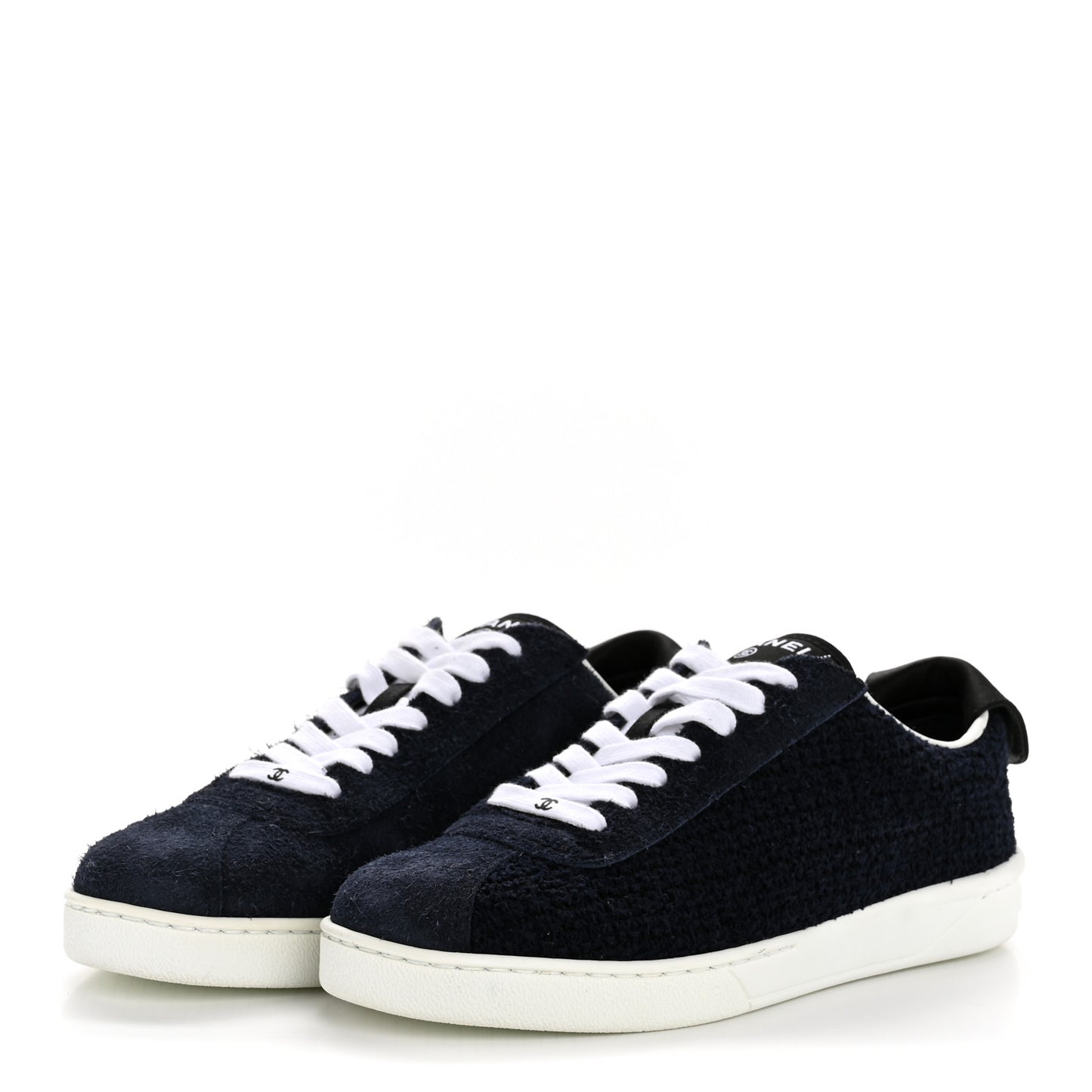 Tweed Suede Womens Sneakers 36.5 Navy