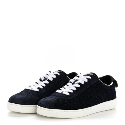 Chanel Tweed Suede Womens Sneakers 36.5 Navy 4 of 9