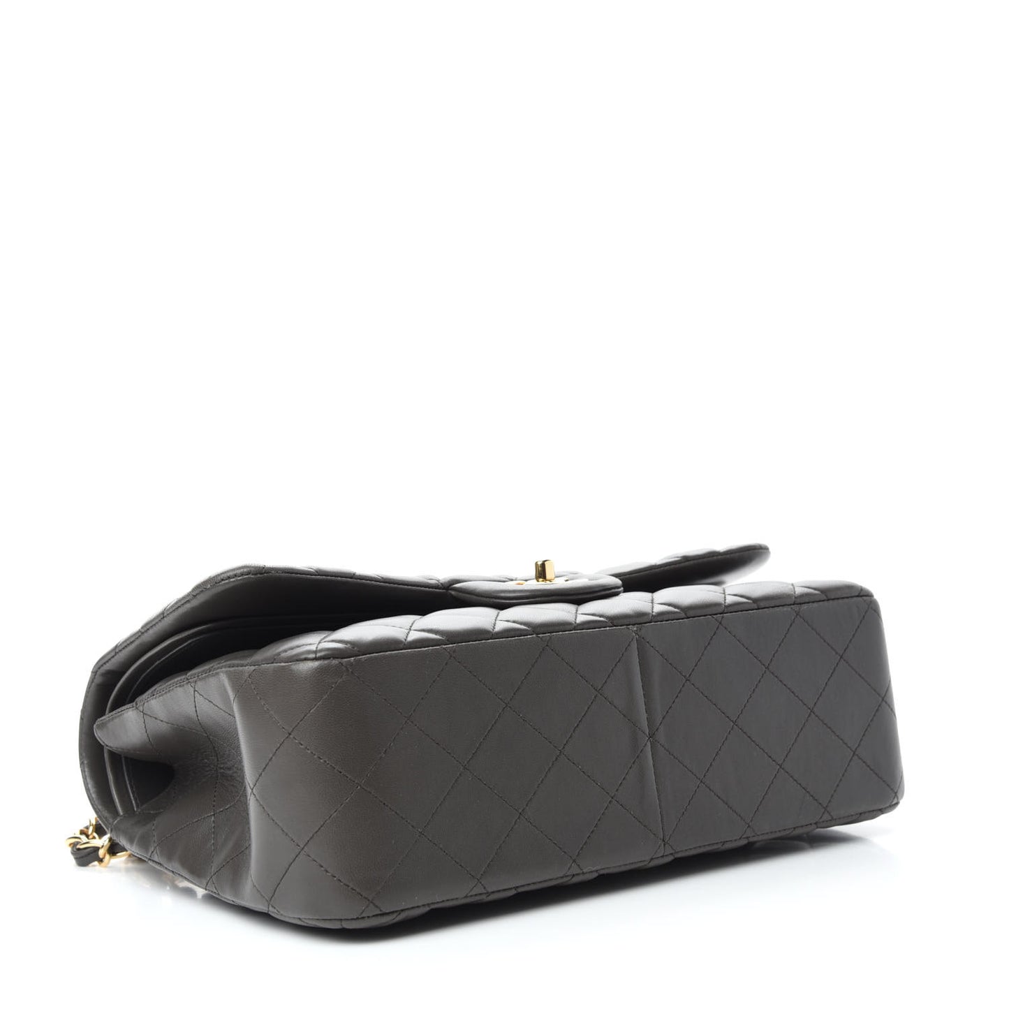 Lambskin Quilted Jumbo Double Flap Grey