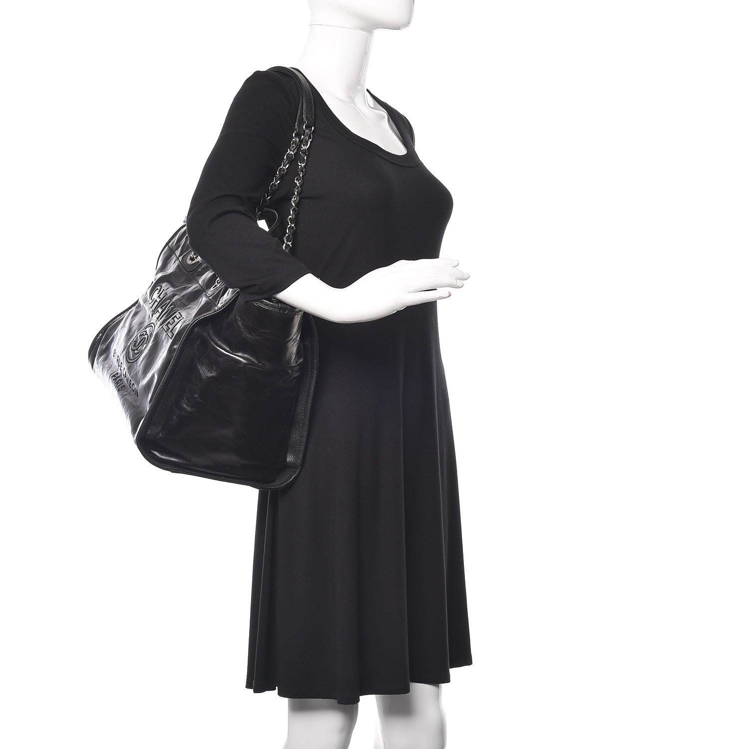 Chanel Glazed Calfskin Large Deauville Tote Black 3 of 12
