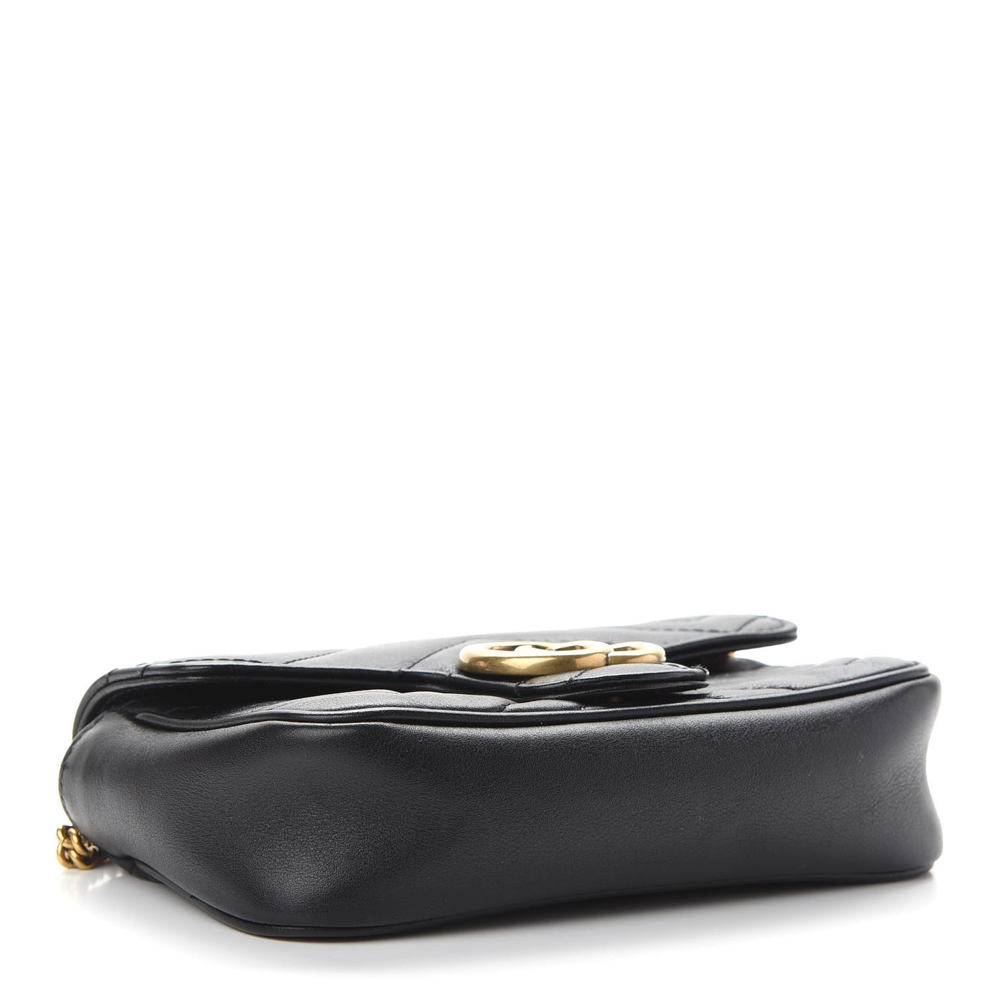 Calfskin Matelasse Super Mini GG Marmont Shoulder Bag Black