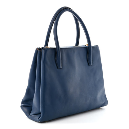 Miu Miu Goatskin Madras Top Handle Double Zip Tote Blue 3 of 13