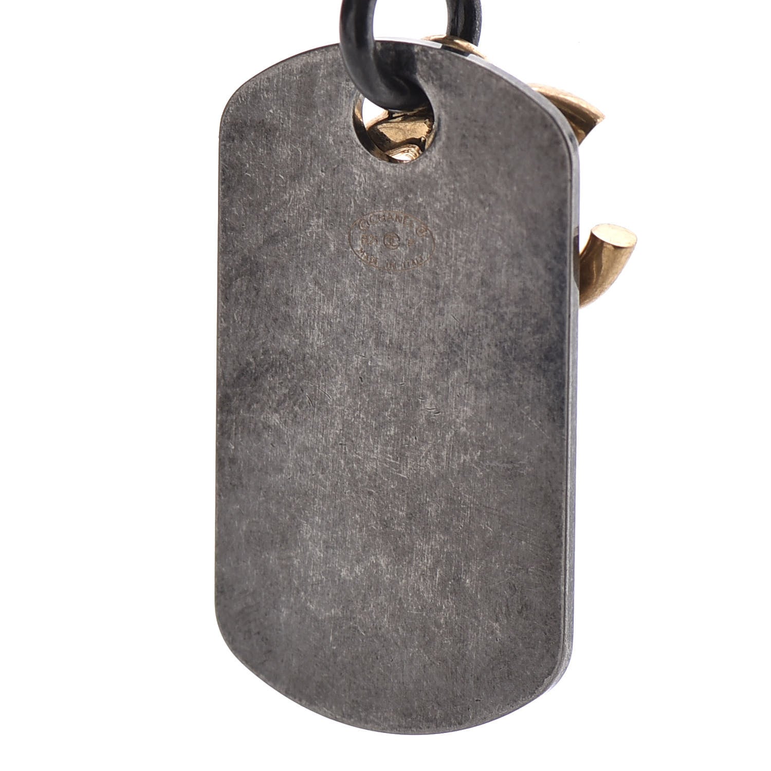Chanel Ruthenium ID Dog Tag Charm Necklace Silver Gold 5 of 6